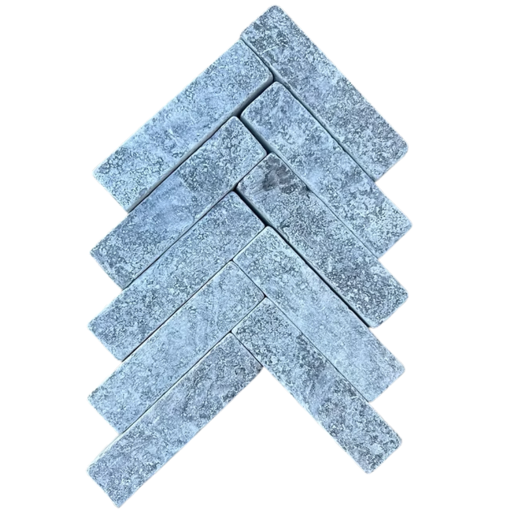 Sinai Pearl Egyptian Limestone Dark Grey SlimSetts 200 × 50 × 40mm Acid Washed & Tumbled 